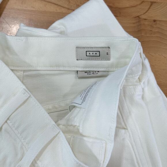AYR The Beat Barrel Leg Ankle Crop Jean in Tofu White NEW size 23 - Picture 7 of 10
